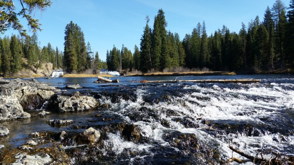 Cave Falls Yellowstone central section facing upper falls